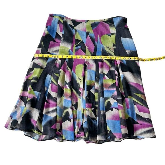 Jones New York Women’s Multicolor Geometric A-Line Midi Pleated Wool Skirt Sz 12 - Picture 5 of 11